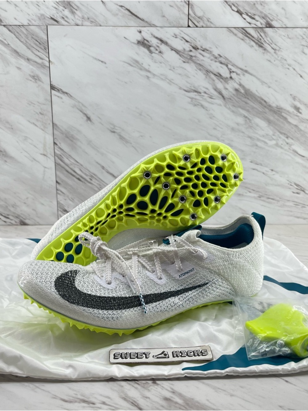Nike Zoom Superfly Elite 2 Flyknit White Green Spikes